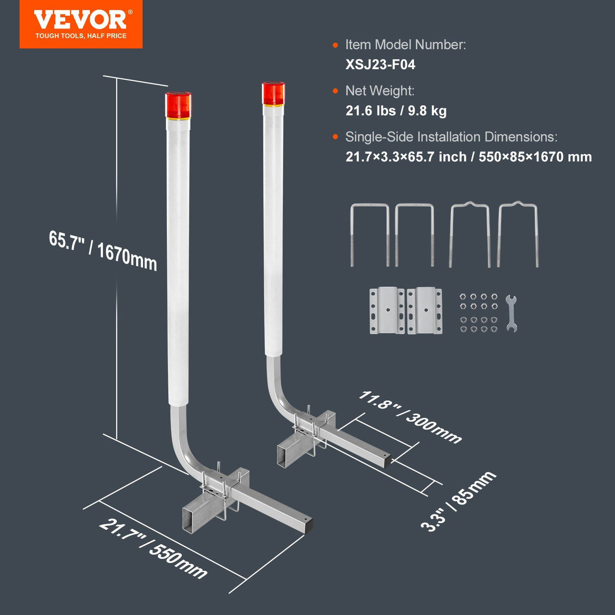 VEVOR Marine Trailer Guide Set, 62'' with LED Illumination, Pair of Steel Anti-Rust Guide Poles, Equipped with PVC Sleeves, Ideal for Ski, Fishing, or Sailboat Trailers 2024