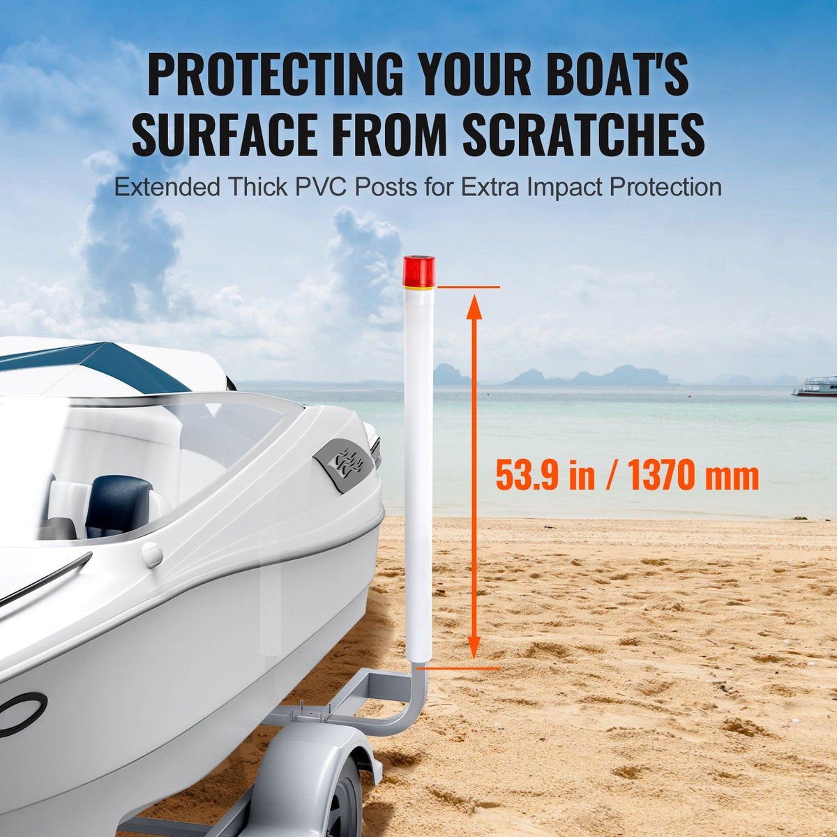 VEVOR Marine Trailer Guide Set, 62'' with LED Illumination, Pair of Steel Anti-Rust Guide Poles, Equipped with PVC Sleeves, Ideal for Ski, Fishing, or Sailboat Trailers 2024
