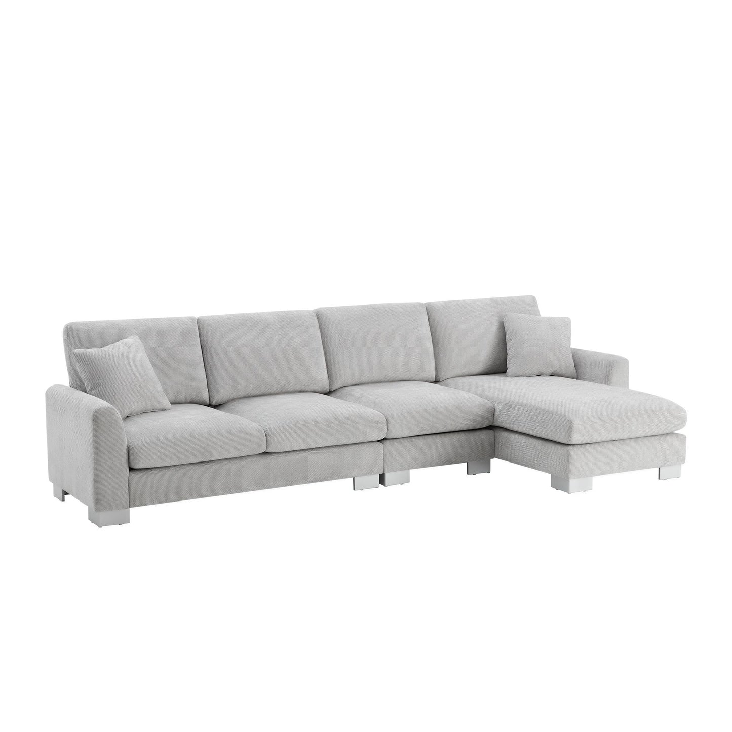 [VIDEO provided] [New] 119*55" Modern Oversized Sectional Sofa,L-shaped Luxury Couch Set with 2 Free pillows,5-seat Chenille Indoor Furniture with Chaise for Living Room,Apartment,Office,2 Colors
