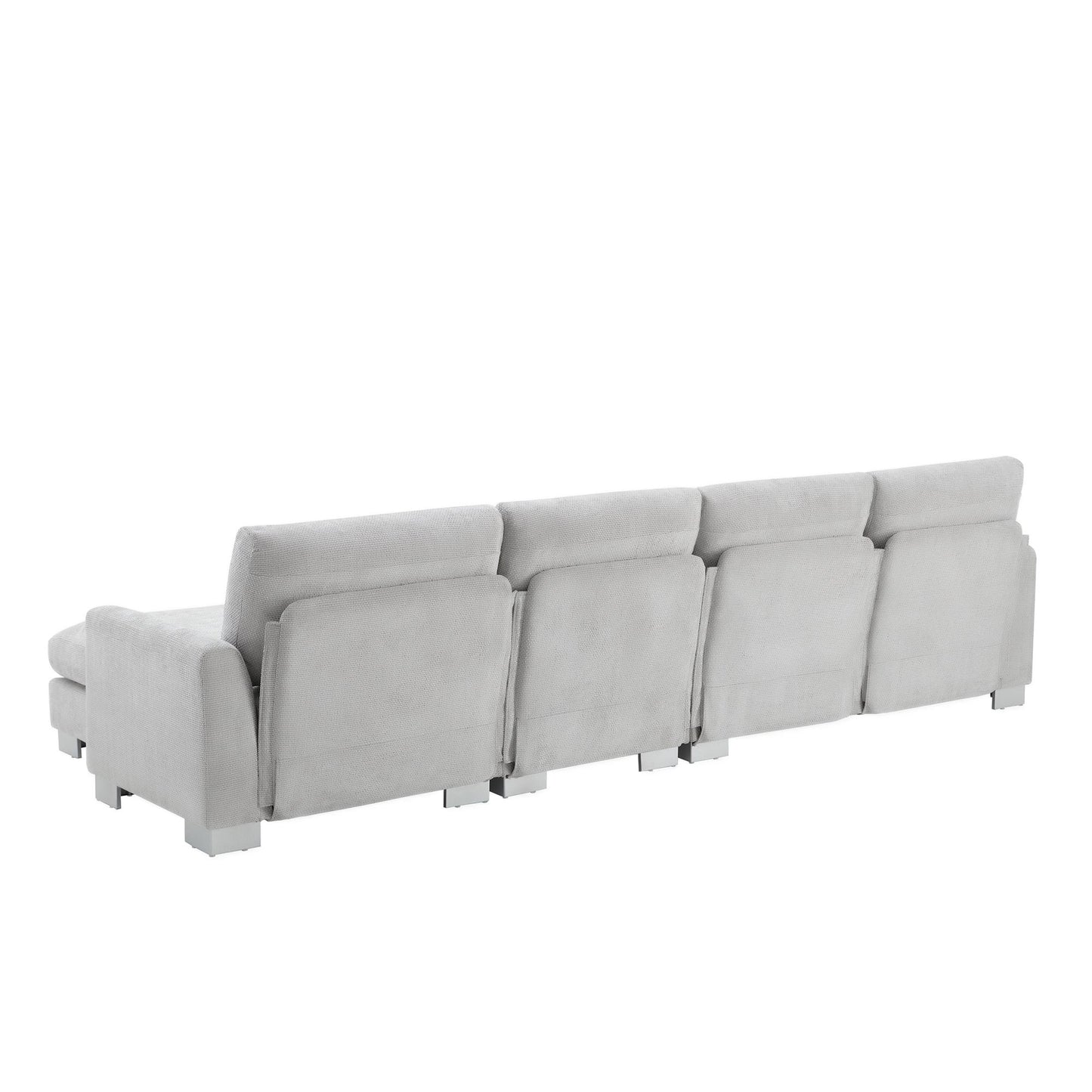 [VIDEO provided] [New] 119*55" Modern Oversized Sectional Sofa,L-shaped Luxury Couch Set with 2 Free pillows,5-seat Chenille Indoor Furniture with Chaise for Living Room,Apartment,Office,2 Colors