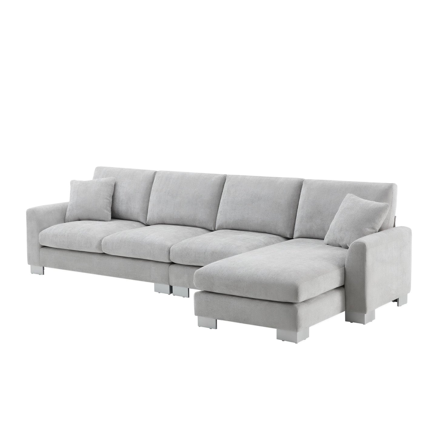 [VIDEO provided] [New] 119*55" Modern Oversized Sectional Sofa,L-shaped Luxury Couch Set with 2 Free pillows,5-seat Chenille Indoor Furniture with Chaise for Living Room,Apartment,Office,2 Colors