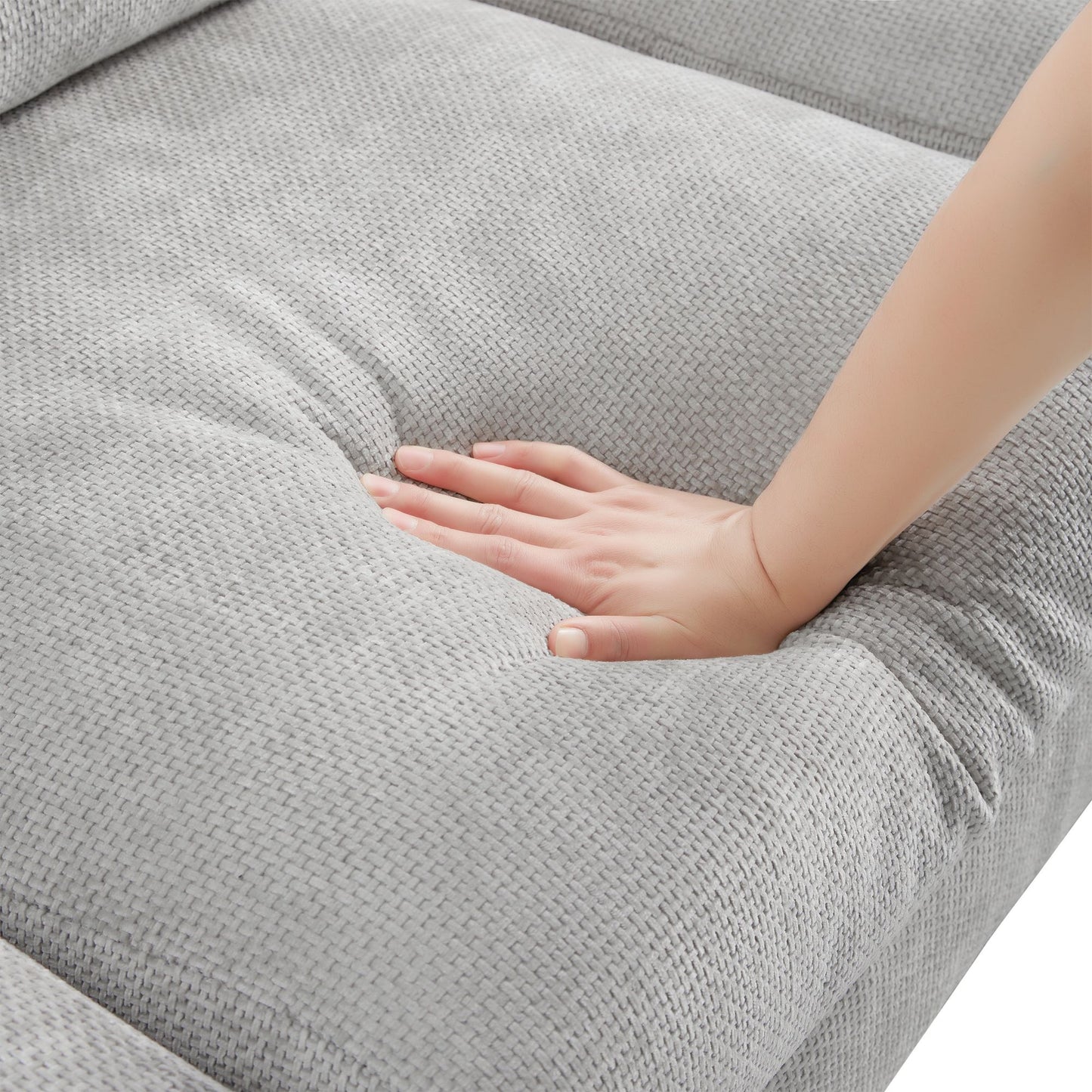 [VIDEO provided] [New] 119*55" Modern Oversized Sectional Sofa,L-shaped Luxury Couch Set with 2 Free pillows,5-seat Chenille Indoor Furniture with Chaise for Living Room,Apartment,Office,2 Colors