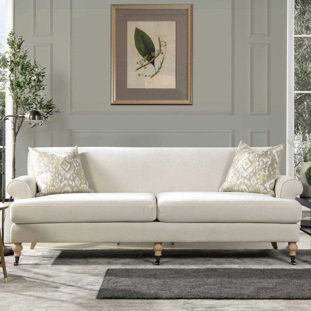 Alana 88" Lawson Two-Cushion Tightback Sofa, French Beige Performance Velvet