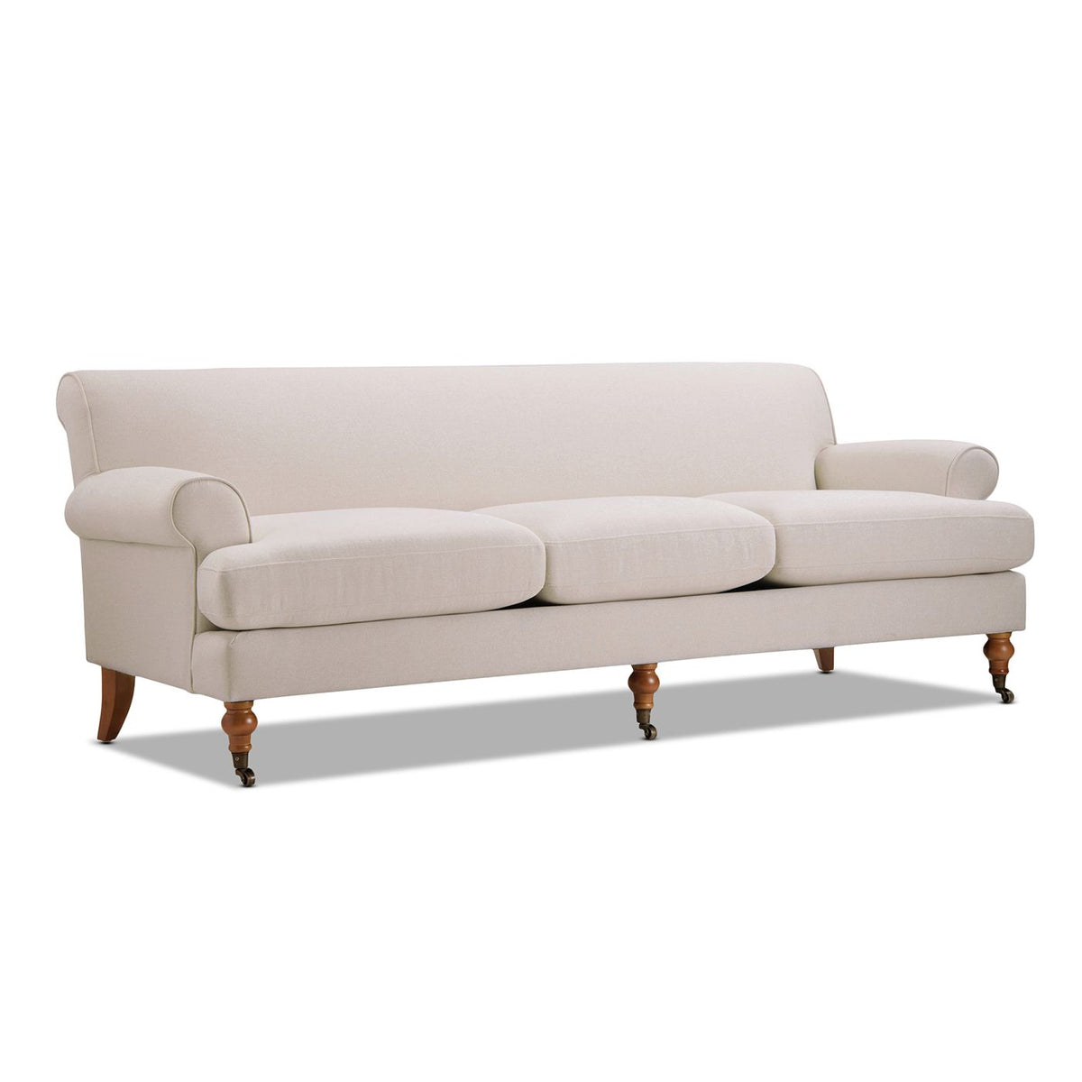 Alana Lawson Three-Cushion Tightback Sofa, Sky Neutral Beige Polyester