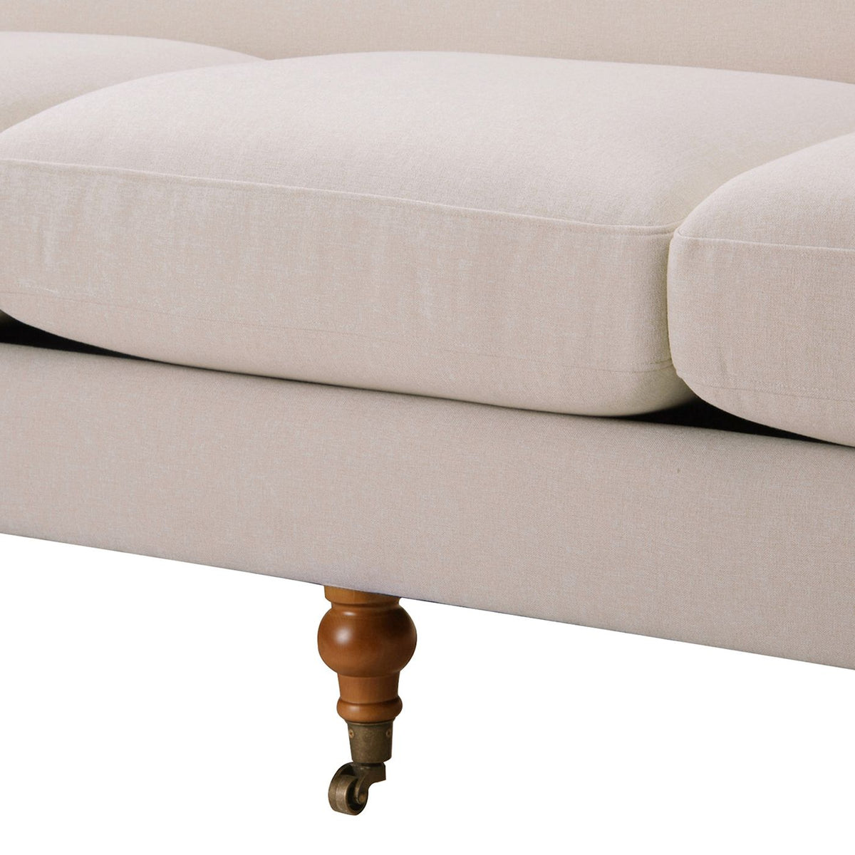 Alana Lawson Three-Cushion Tightback Sofa, Sky Neutral Beige Polyester