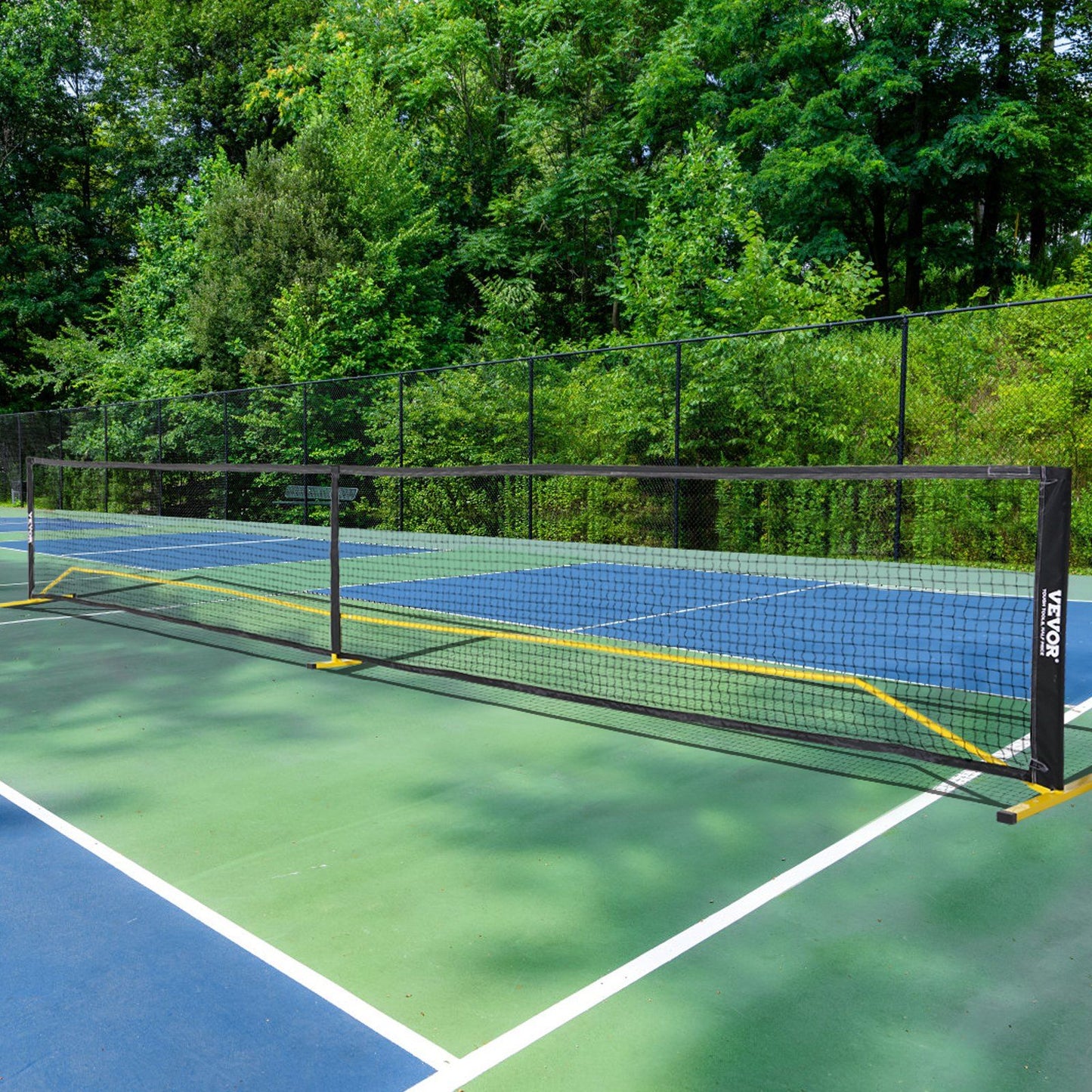 VEVOR Portable Pickleball Net System, 22FT Regulation Size Net, Weather Resistant Steady Metal Frame & Strong PE Net, Outdoor Game Sports Net with Carrying Bag, Easy Setup, Play in Backyard Driveway