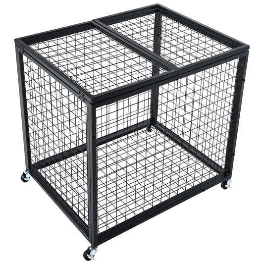 VEVOR Rolling Sports Ball Storage Cart, Lockable Basketball Cage with Double Lids, Sport Equipment Holder Organizer for Indoor Outdoor, Steel Storage Rack for Garages, Playgroup, Gym and Schools