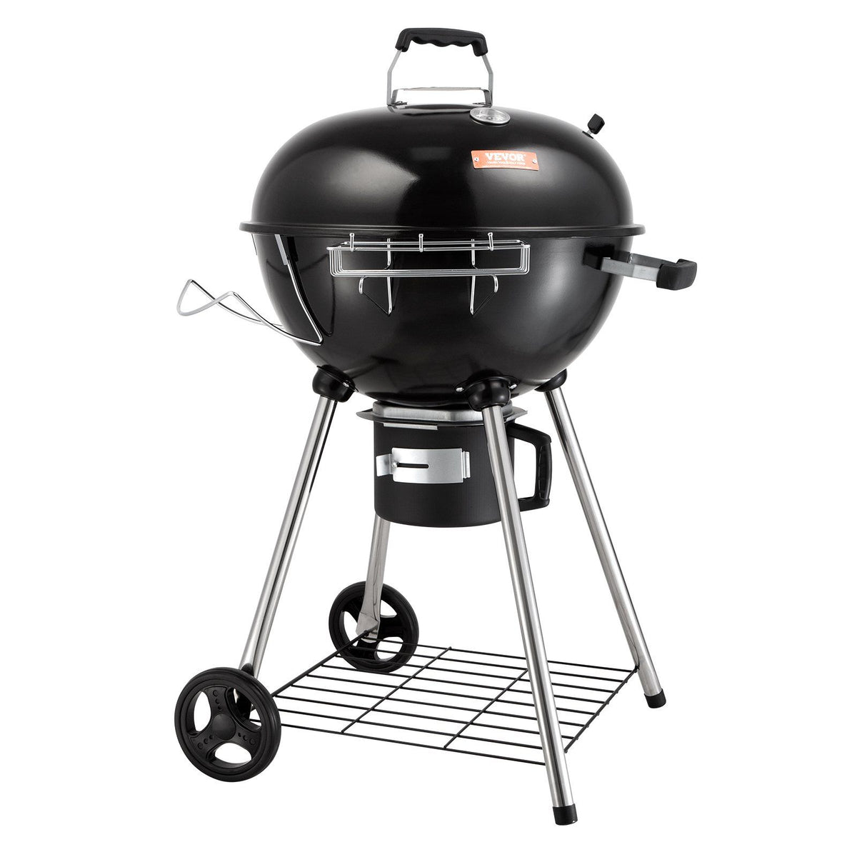 VEVOR 22" Kettle Charcoal Grill, Premium Kettle Grill with Wheels Grate and Cover, Porcelain-Enameled Lid and Firebowl with Slide Out Ash Catcher Thermometer for BBQ, Picnic, Patio and Backyard