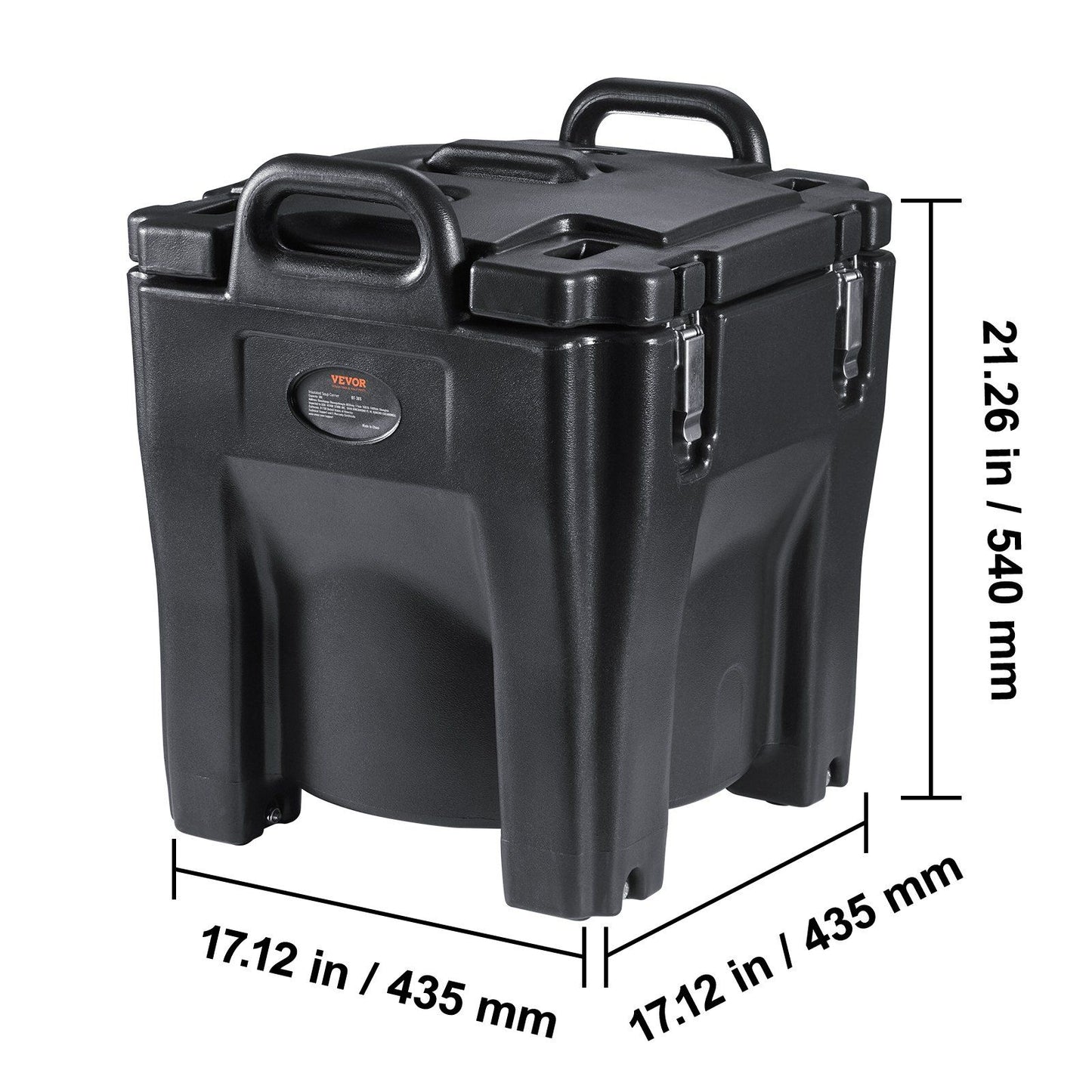 VEVOR Insulated Food Carrier, 32Qt Capacity, Stackable Catering Hot Box w/Stainless Steel Barrel, Top Load LLDPE Food Warmer w/Integral Handles Buckles Stationary , for Restaurant Canteen, Black