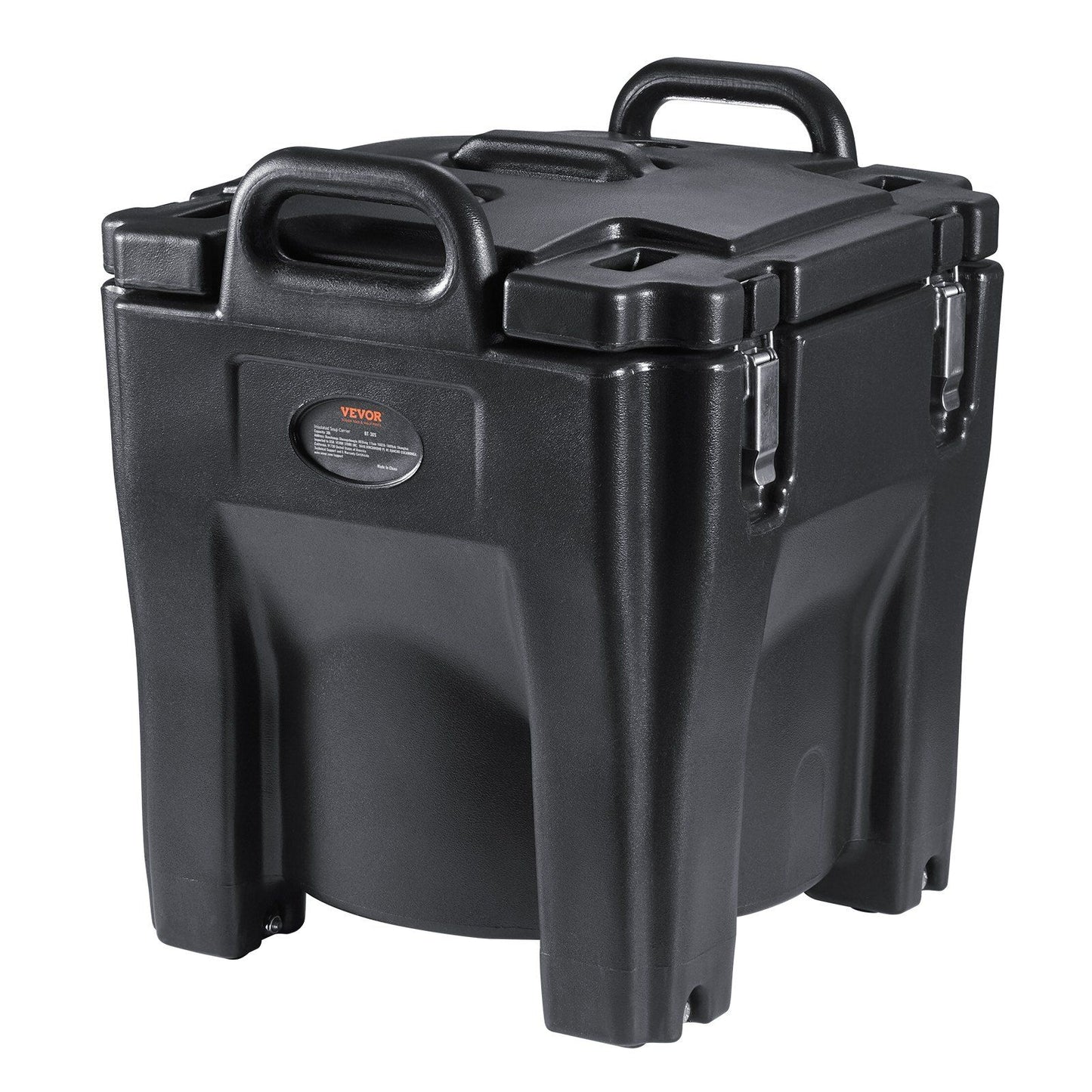 VEVOR Insulated Food Carrier, 32Qt Capacity, Stackable Catering Hot Box w/Stainless Steel Barrel, Top Load LLDPE Food Warmer w/Integral Handles Buckles Stationary , for Restaurant Canteen, Black