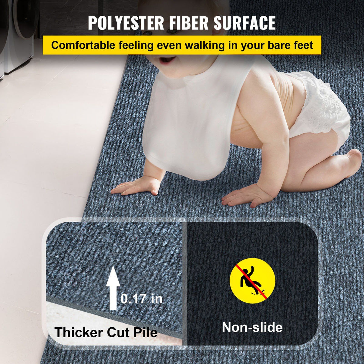VEVOR Gray Marine Carpet 6 ft x 36 ft, Boat Carpet Rugs, Indoor Outdoor Rugs for Patio Deck Anti-Slide TPR Water-Proof Back Outdoor Marine Carpeting Outdoor Carpet
