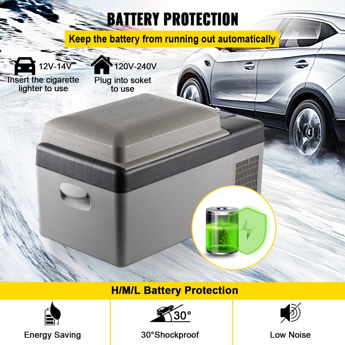 VEVOR Portable Refrigerator 21 Quart(20 Liter),12 Volt Refrigerator App Control(-4°F~68°F), Car Refrigerator Electric Compressor Cooler with 12/24v DC & 110-240v AC for Camping, Travel or Home Use