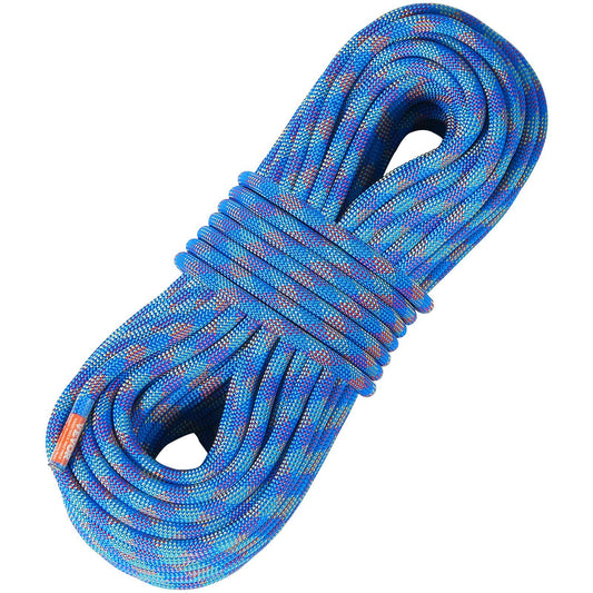VEVOR 10.2mm Dynamic Climbing Rope, 50M(164ft) Outdoor Rock Climbing Rope 25KN Breaking Tension, Fiber Rope with Steel Snap Hooks for Escape, Rappelling, Fire Rescue, Blue