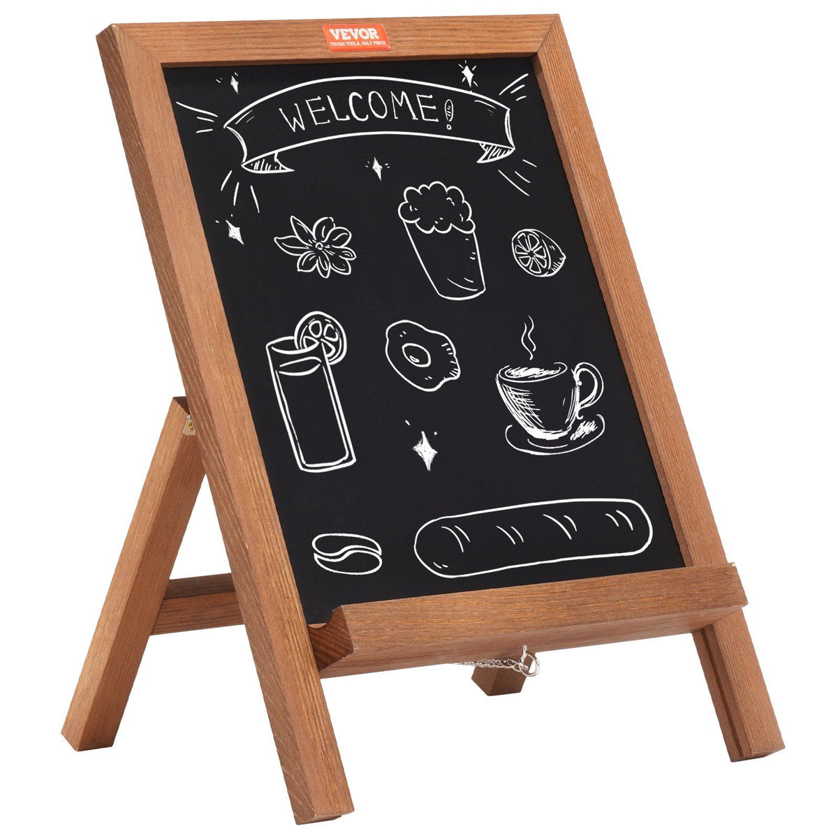 VEVOR Tabletop Chalkboard Sign, Message Signs with Chalks, Freestanding Framed Memo Board, Vintage Wooden Magnetic Chalk Board, Rustic Brown Chalk Boards, 10"x14", For Kitchen, Home Decor, and Wedding