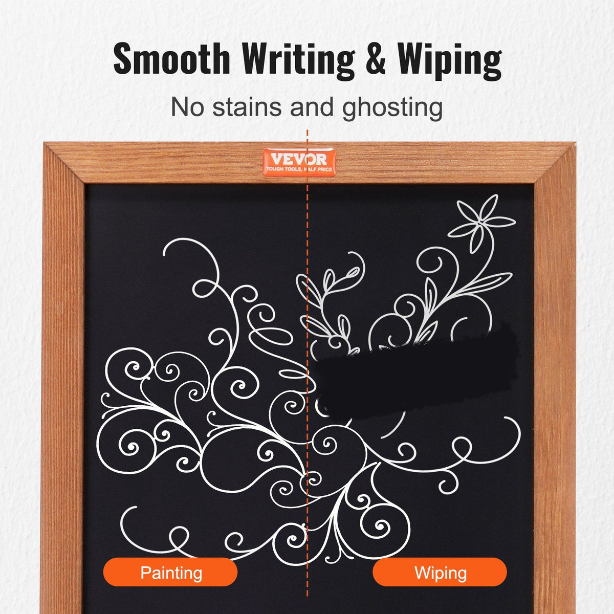 VEVOR Tabletop Chalkboard Sign, Message Signs with Chalks, Freestanding Framed Memo Board, Vintage Wooden Magnetic Chalk Board, Rustic Brown Chalk Boards, 10"x14", For Kitchen, Home Decor, and Wedding