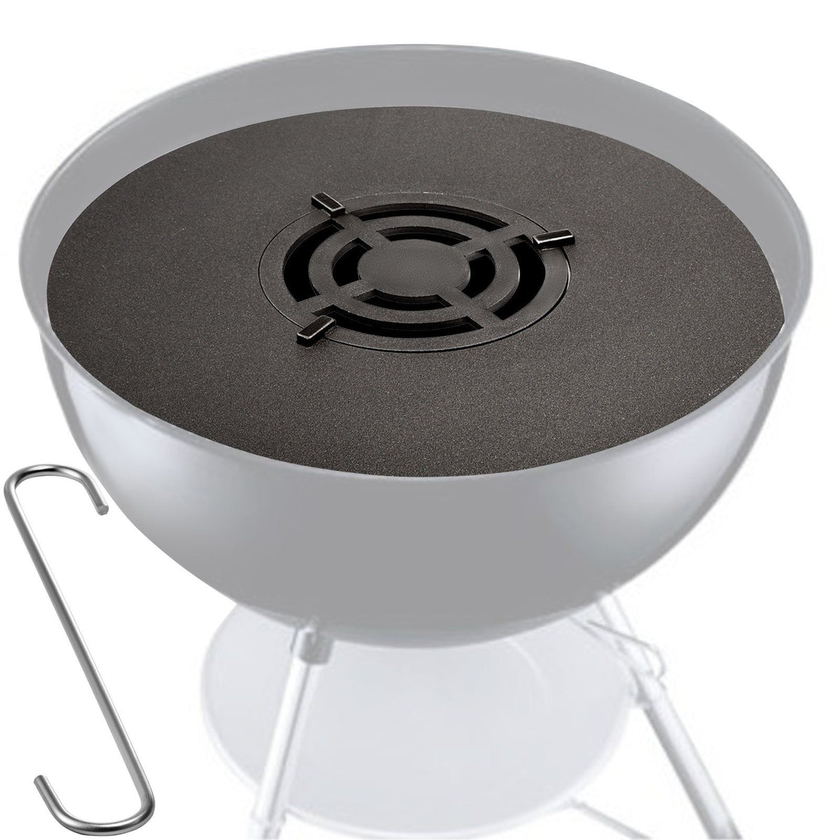 VEVOR 40" Replacement BBQ Grill Griddle Grate, Carbon Steel Griddle Grill with Center Grate, Easy Maintenance Grate Insert For 18 Inch Kettle BBQ, Griddle Grill Attachment for Round Grills, Burgers