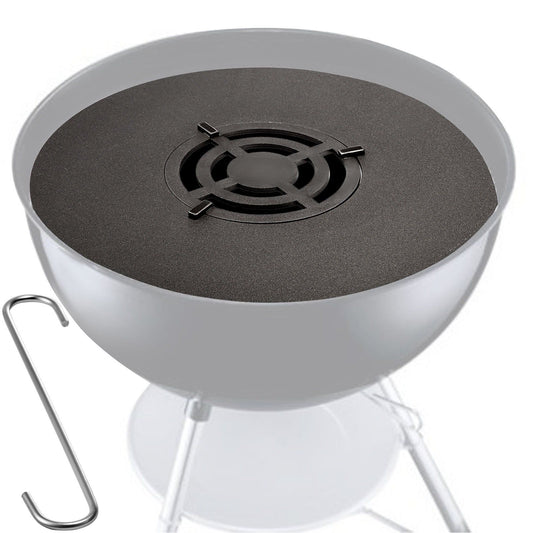 VEVOR 40" Replacement BBQ Grill Griddle Grate, Carbon Steel Griddle Grill with Center Grate, Easy Maintenance Grate Insert For 18 Inch Kettle BBQ, Griddle Grill Attachment for Round Grills, Burgers
