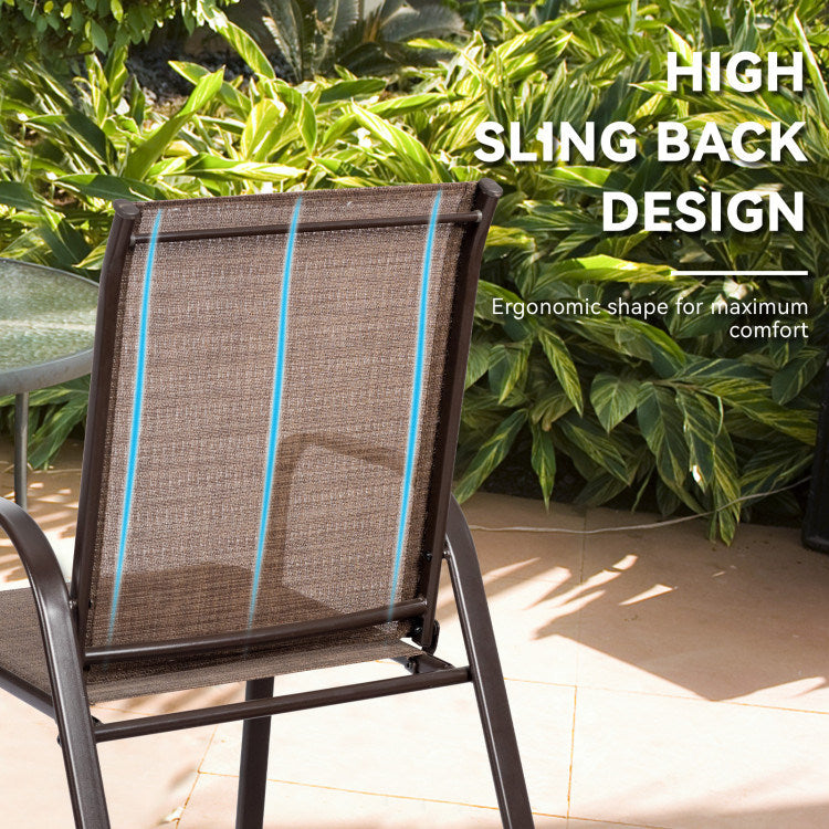 2 Pieces Patio Outdoor Dining Chair with Armrest