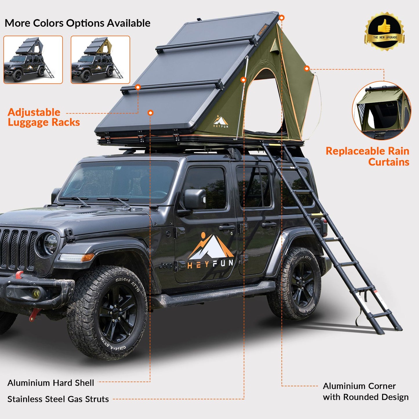 Explorer Rooftop Tent Hardshell with Luggage Racks&Replaceable Netting Rain Curtains, Truck Bed Tent for Camping, Pop Up Roof Top Tents for Truck Jeep SUV Car Van Wrangler Tacoma
