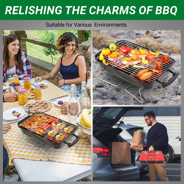 Portable Charcoal Grill, Tabletop Outdoor Barbecue Smoker, Small BBQ Grill for Outdoor Cooking Backyard Camping Picnics Beach