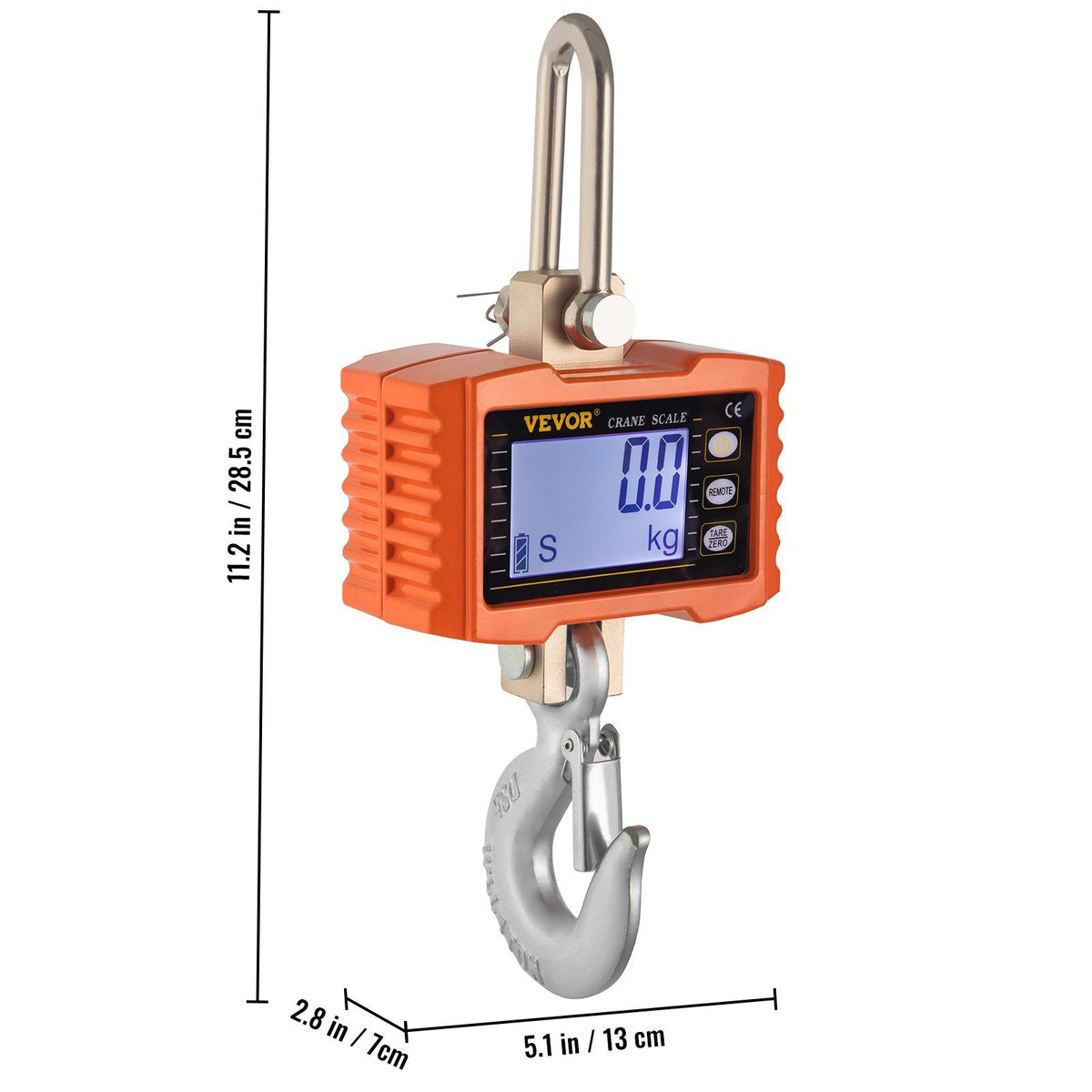 VEVOR Hanging Scale 1000KG (2200LBS) Orange Digital Industrial Heavy Duty Crane Scale with Accurate Reloading Spring Sensor for Hunting Farm or Construction