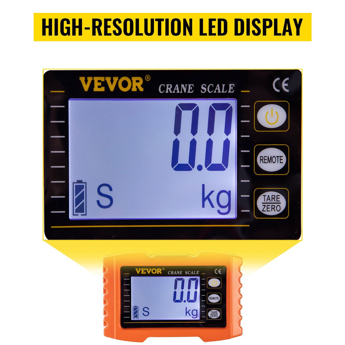 VEVOR Hanging Scale 1000KG (2200LBS) Orange Digital Industrial Heavy Duty Crane Scale with Accurate Reloading Spring Sensor for Hunting Farm or Construction