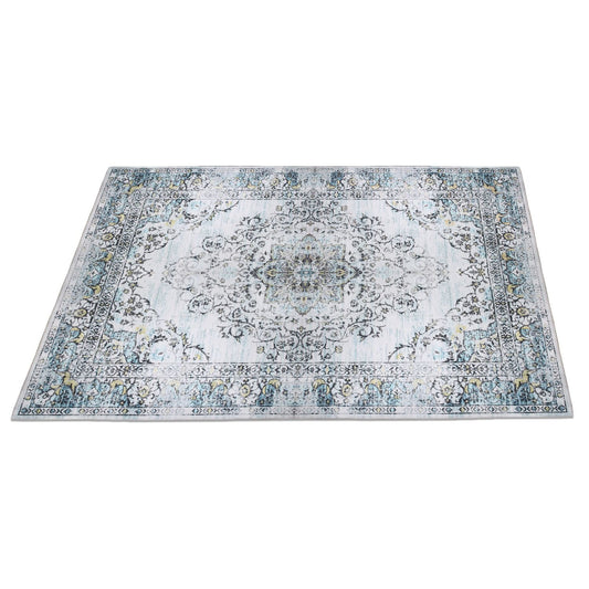 Vintage Area Rug Modern Non Slip Carpet Boho Low Pile Soft Rug Waterproof Machine Washable Rug for Living Room Bedroom Kitchen Dining Room Under Table