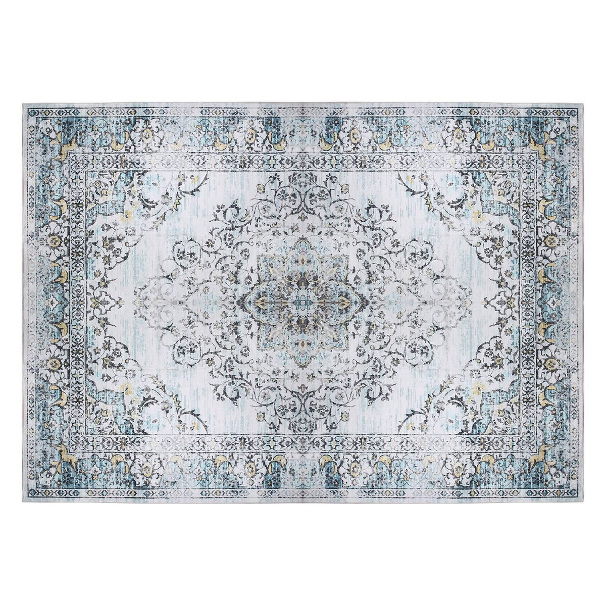 Vintage Area Rug Modern Non Slip Carpet Boho Low Pile Soft Rug Waterproof Machine Washable Rug for Living Room Bedroom Kitchen Dining Room Under Table