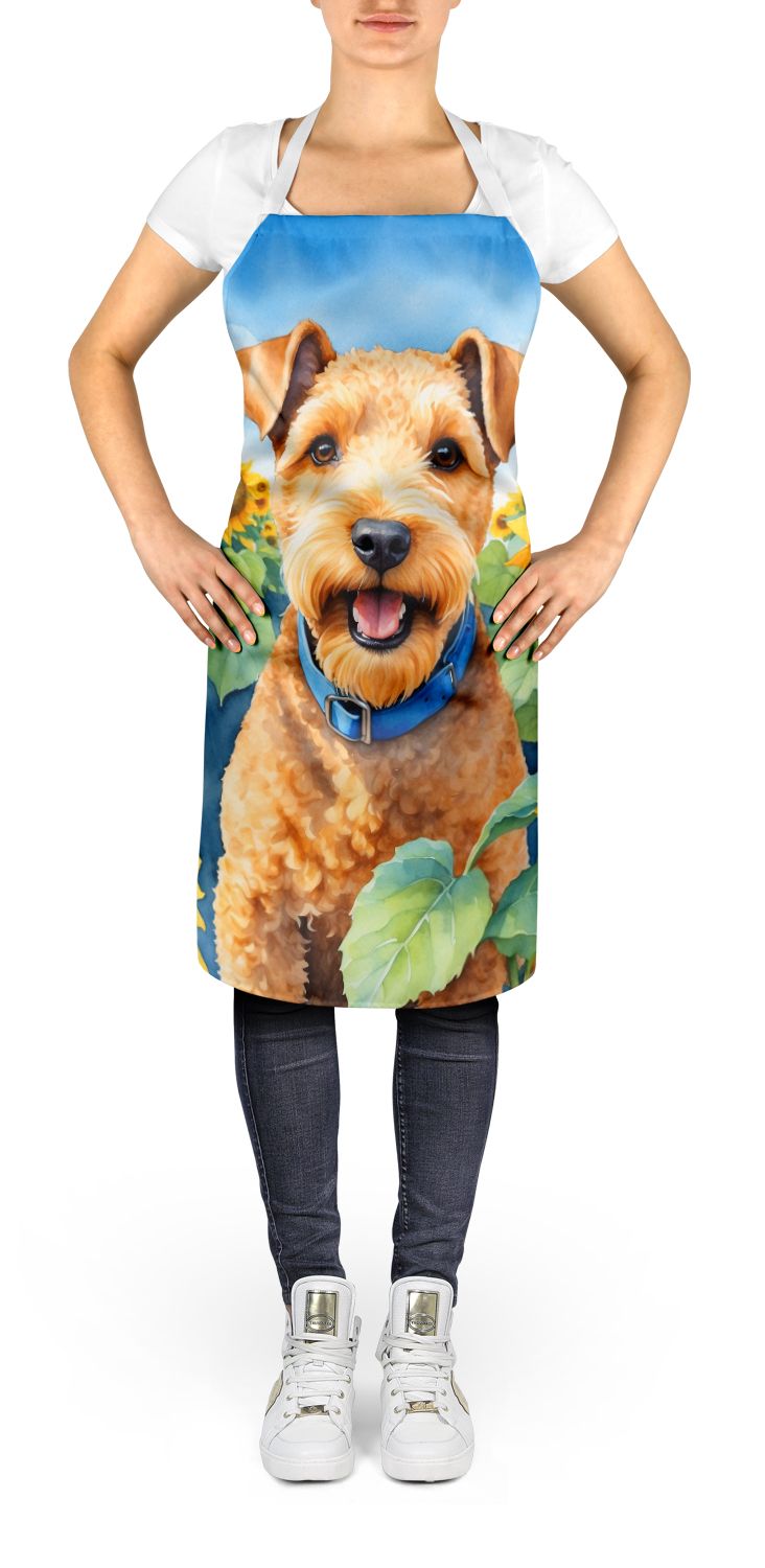 Lakeland Terrier in Sunflowers Apron Cooking Kitchen Server Baking Crafts Gardening for Adult Women Men, Unisex, Large, Multicolor
