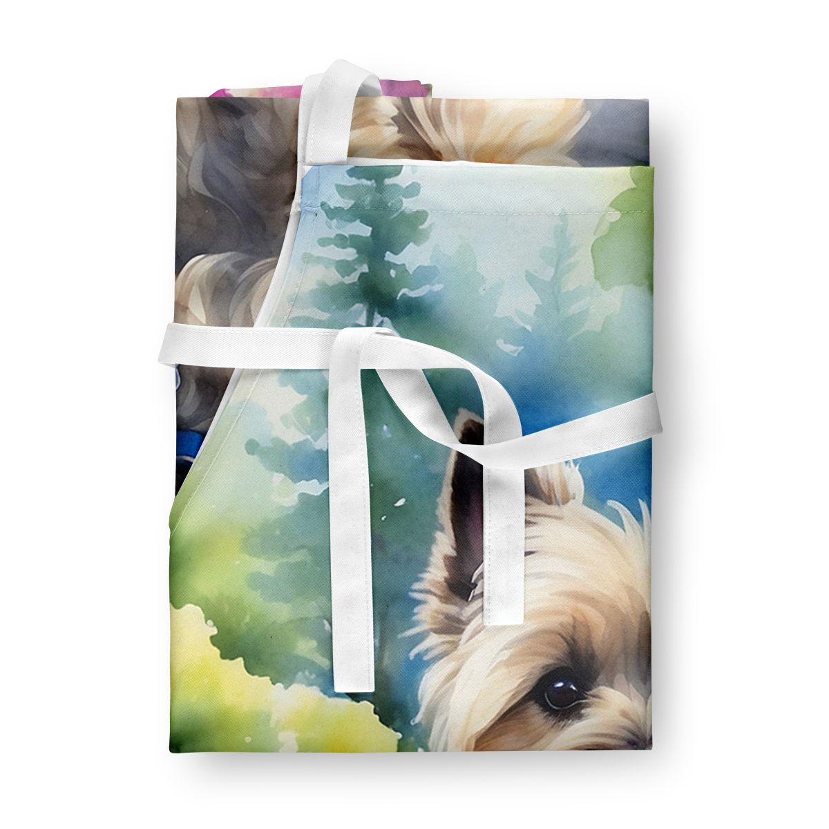 Cairn Terrier Spring Path Apron Cooking Kitchen Server Baking Crafts Gardening for Adult Women Men, Unisex, Large, Multicolor