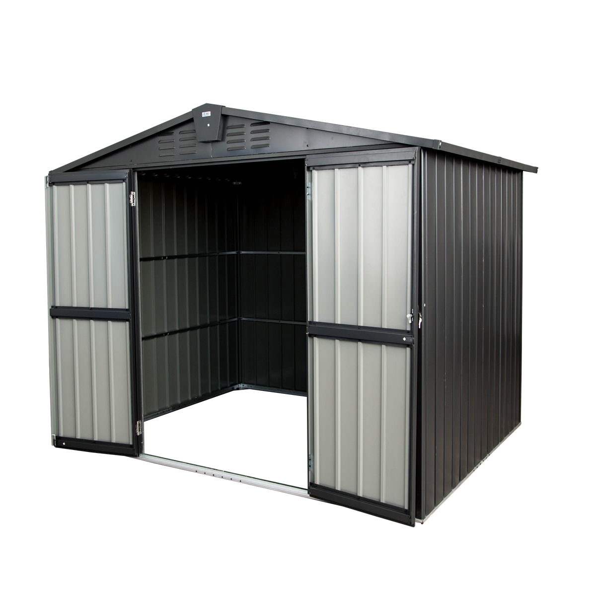 Outdoor Storage Shed 8.2'x 6.2', Metal Garden Shed for Bike, Trash Can, Galvanized Steel Outdoor Storage Cabinet with Lockable Door for Backyard, Patio, Lawn (8.2x6.2ft, Black)
