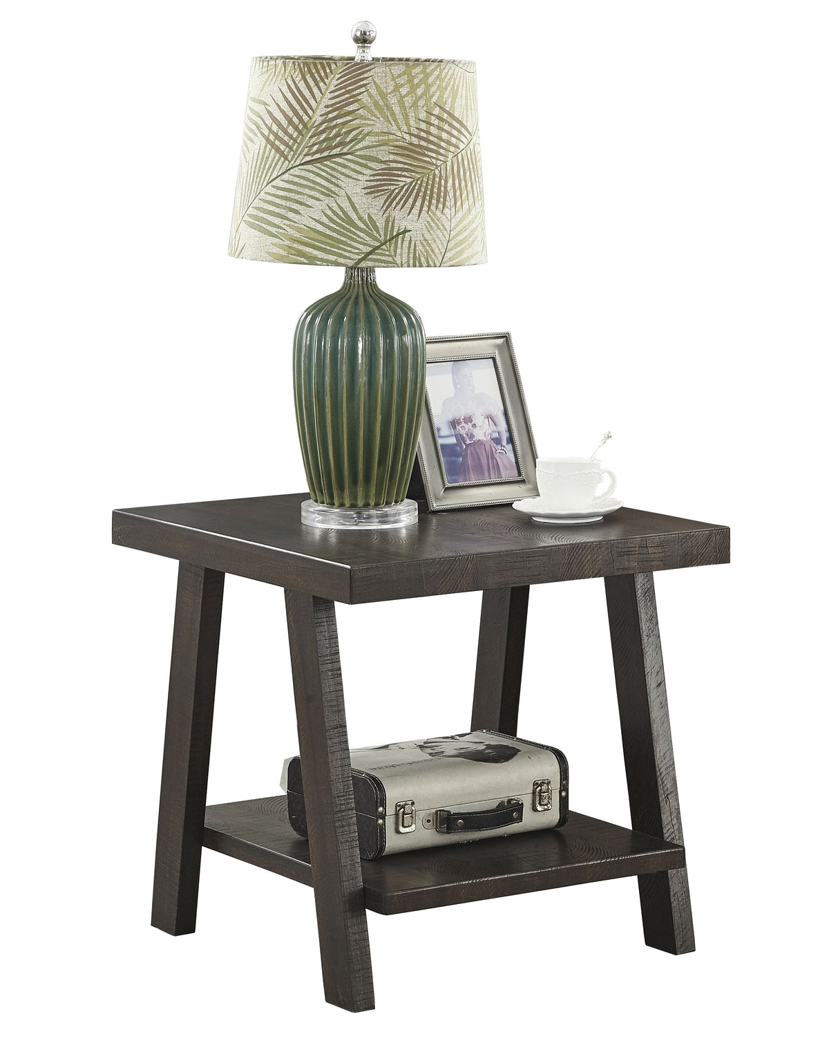 Athens Contemporary Wood Shelf End Table in Weathered Espresso