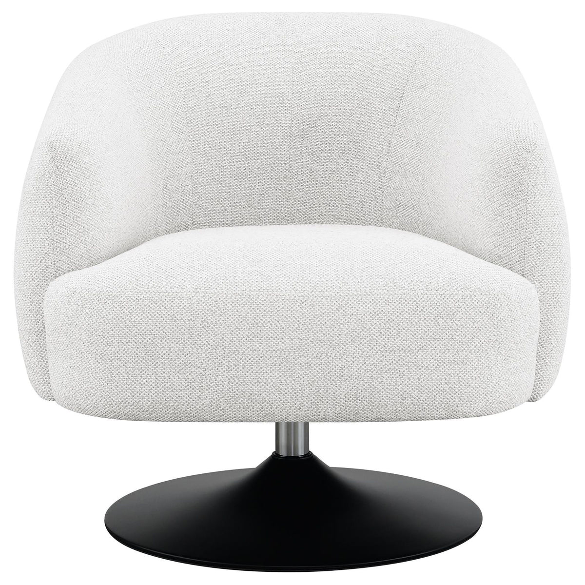 Beige and Matte Black Upholstered Swivel Accent Chair