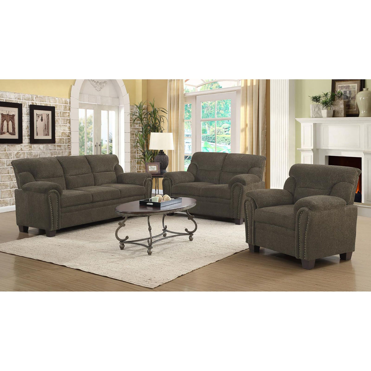 Brown Pillow Top Arm Chair