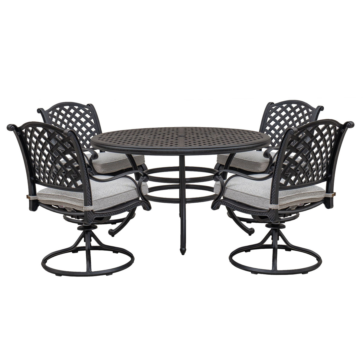 Stylish Outdoor 5-Piece Aluminum Dining Set with Cushion, Sandstorm