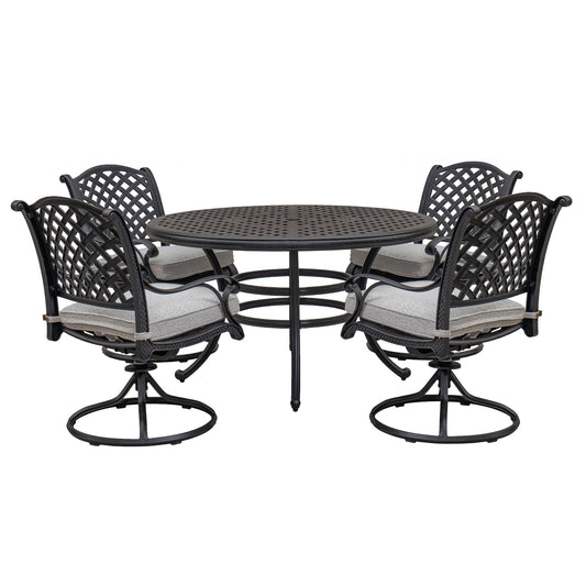Stylish Outdoor 5-Piece Aluminum Dining Set with Cushion, Sandstorm
