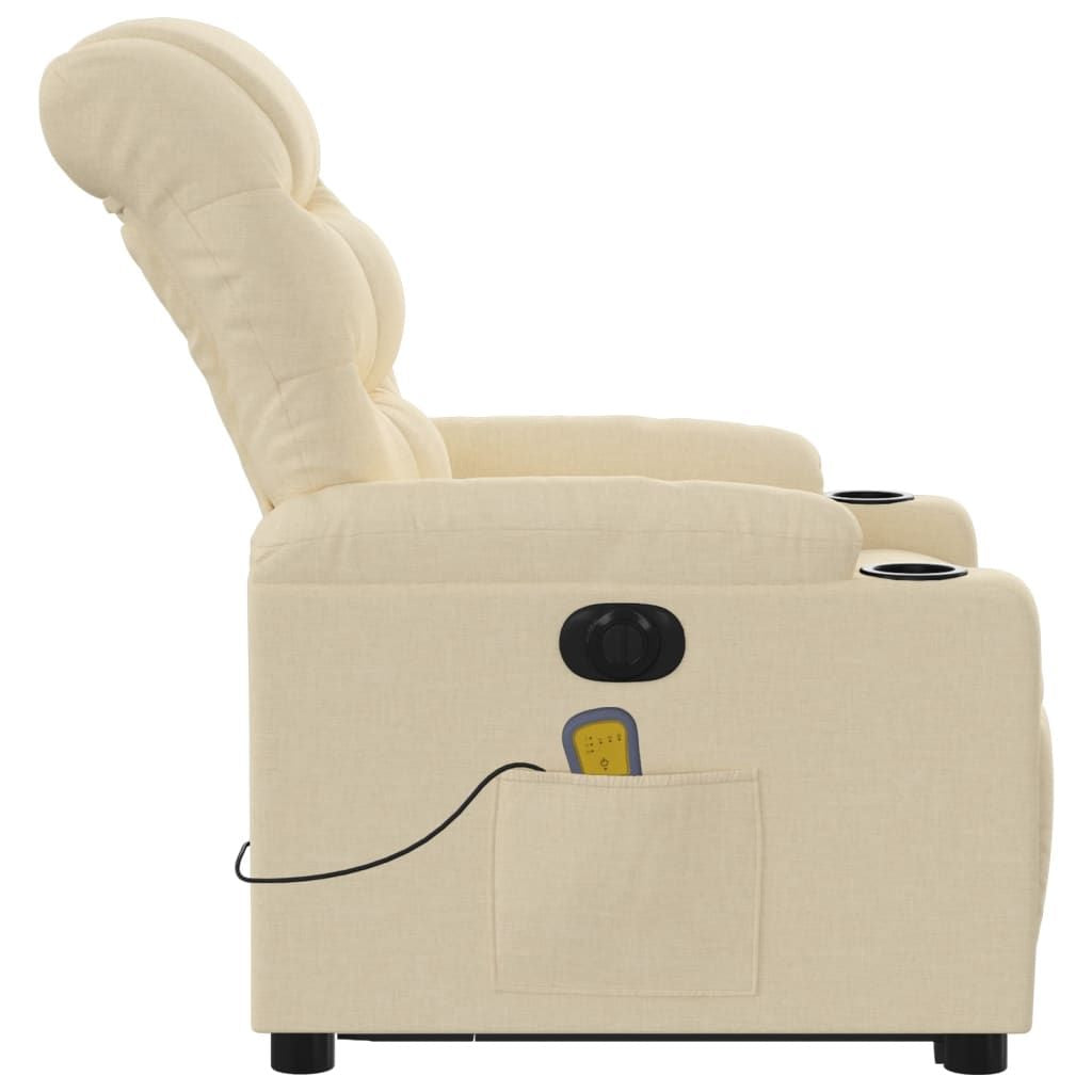 Electric Stand up Massage Recliner Chair Cream Fabric