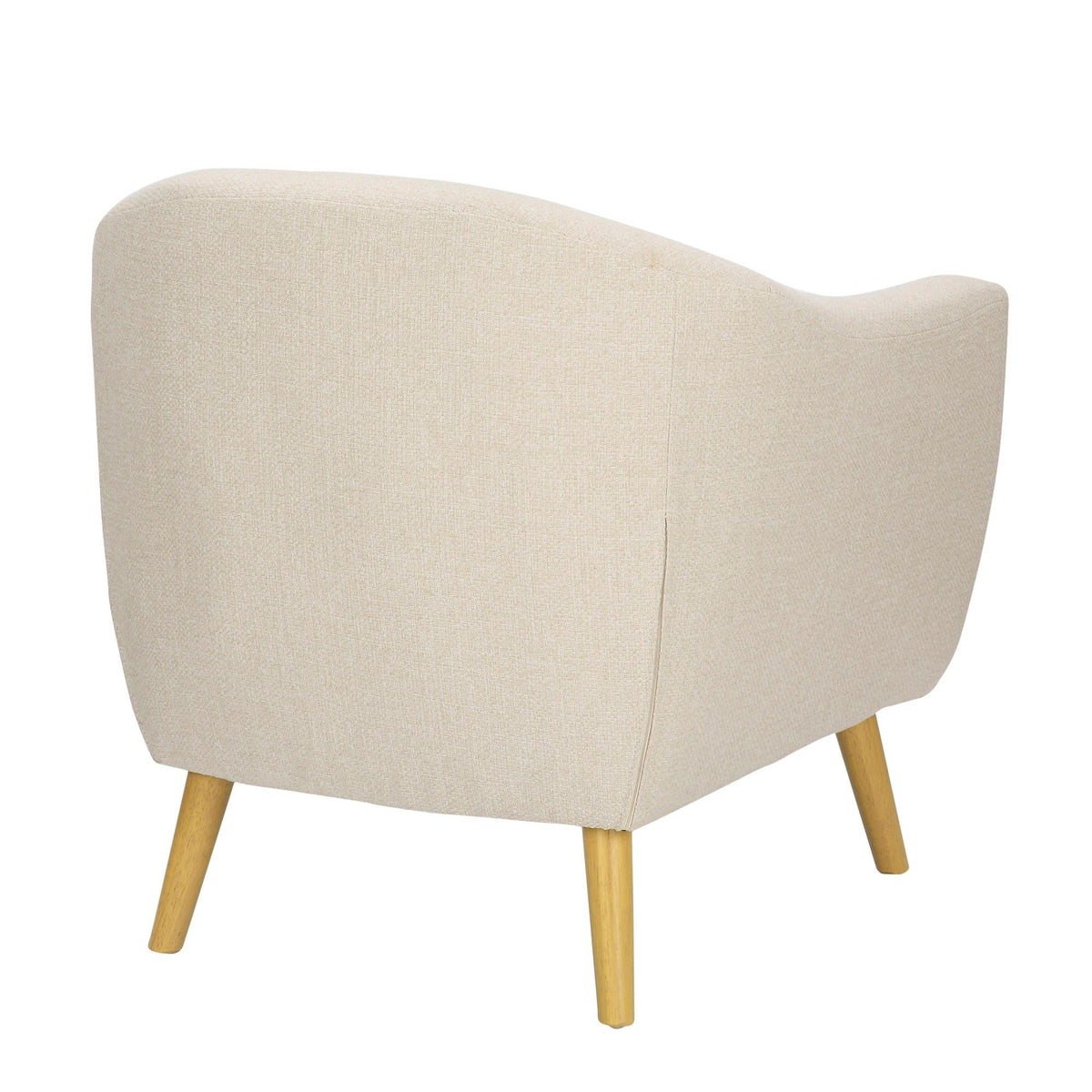 Rockwell Mid-Century Modern Accent Chair in Cream Fabric and Natural Wood by LumiSource