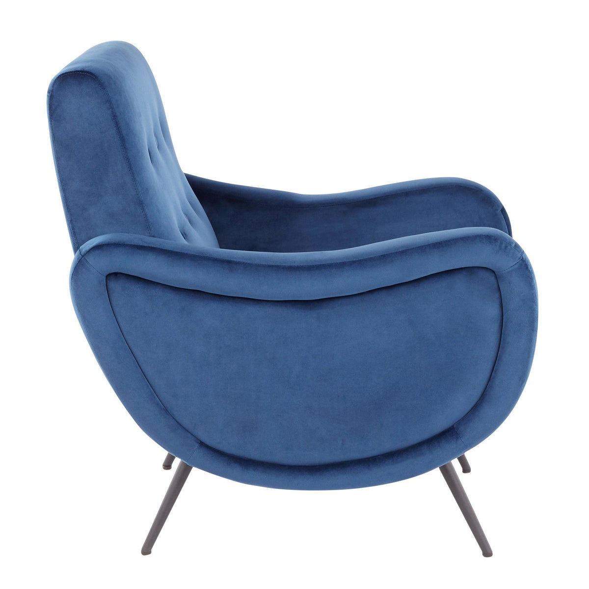 Rafael Contemporary Lounge Chair in Black Metal and Blue Velvet by LumiSource