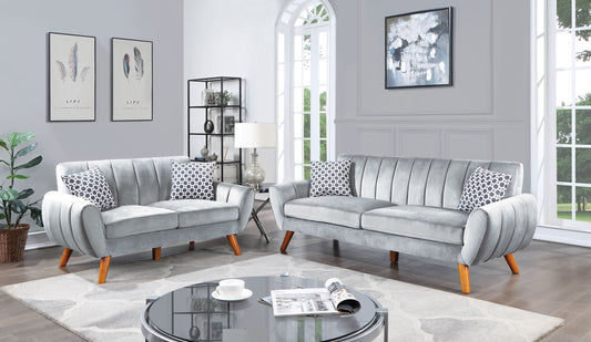 SOFA SET - 2PC SET in Black Faux Leather
