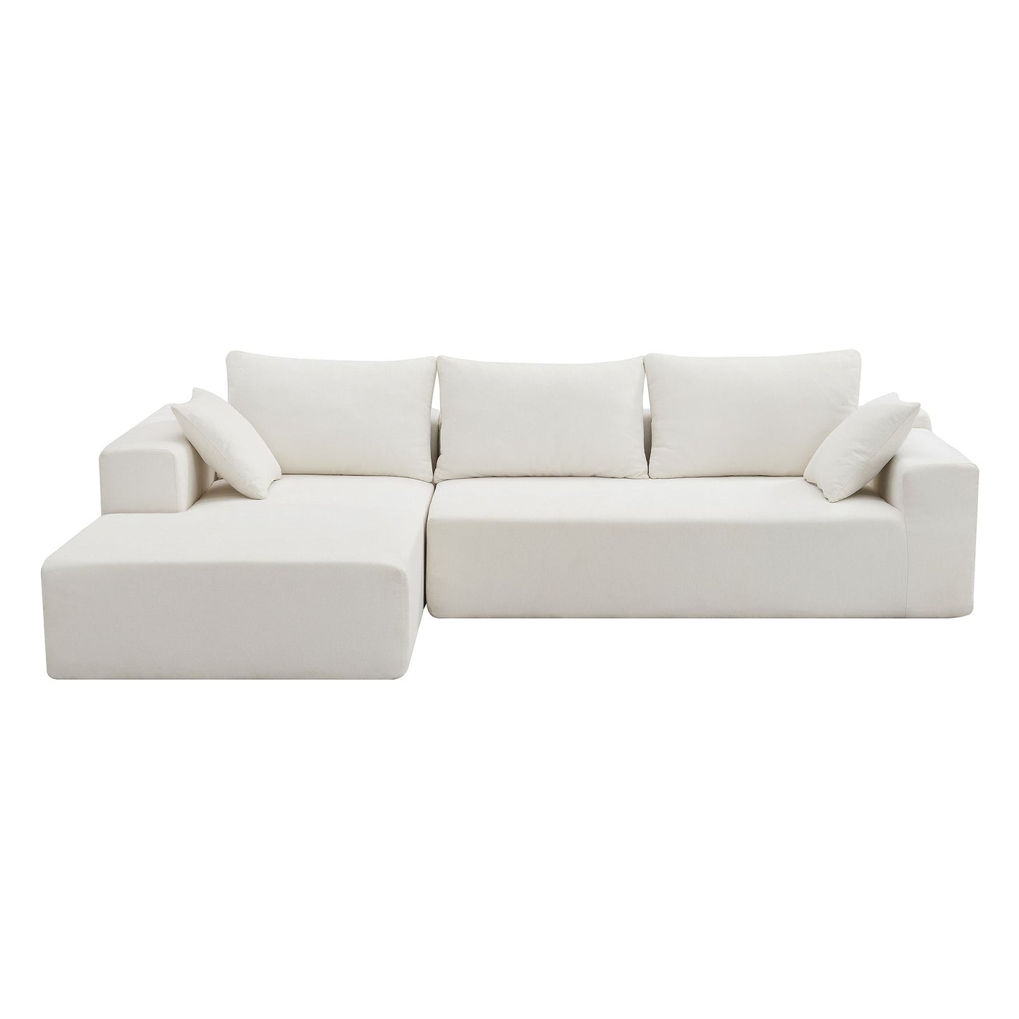 [VIDEO provided]109*68" Modular Sectional Living Room Sofa Set, Modern Minimalist Style Couch, Upholstered Compressed Sofa for Living Room, Bedroom, Salon, 2 PC Free Combination, L-Shape, Cream