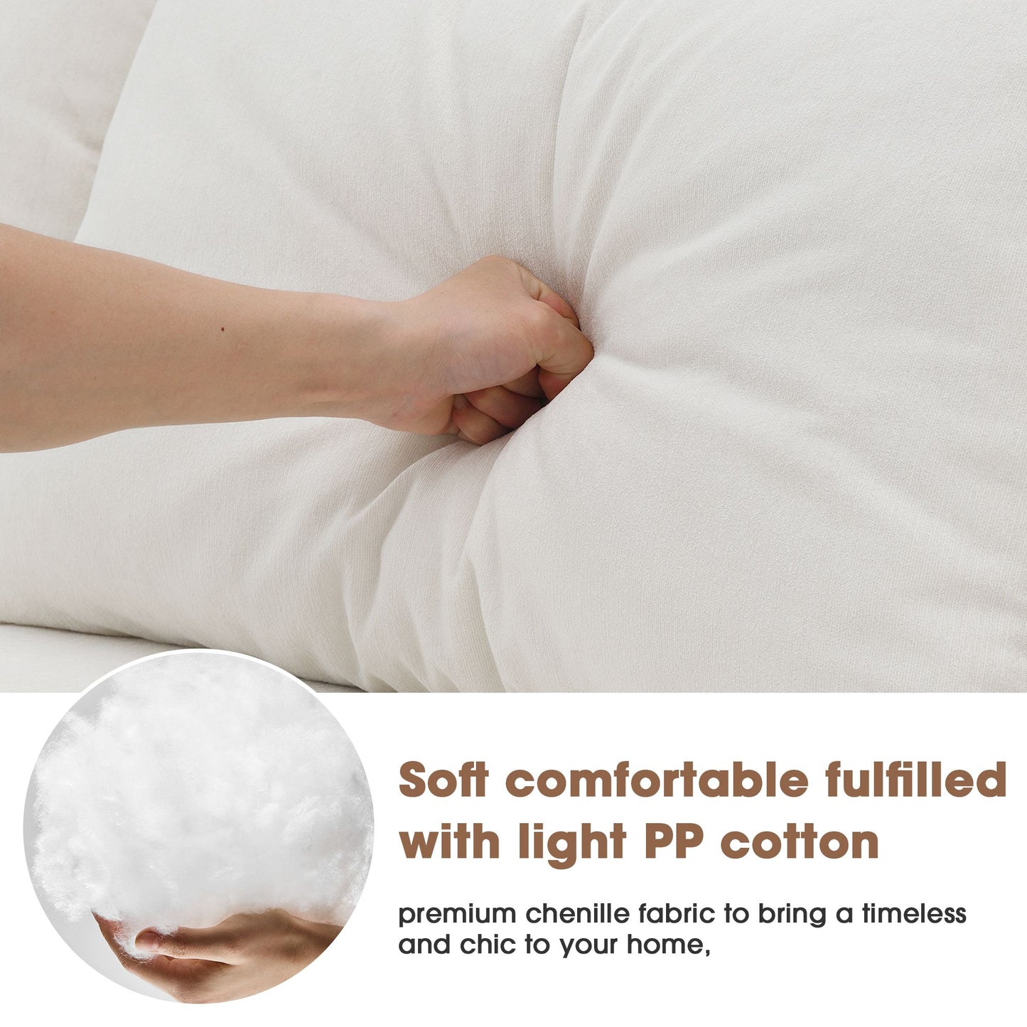 [VIDEO provided]109*68" Modular Sectional Living Room Sofa Set, Modern Minimalist Style Couch, Upholstered Compressed Sofa for Living Room, Bedroom, Salon, 2 PC Free Combination, L-Shape, Cream