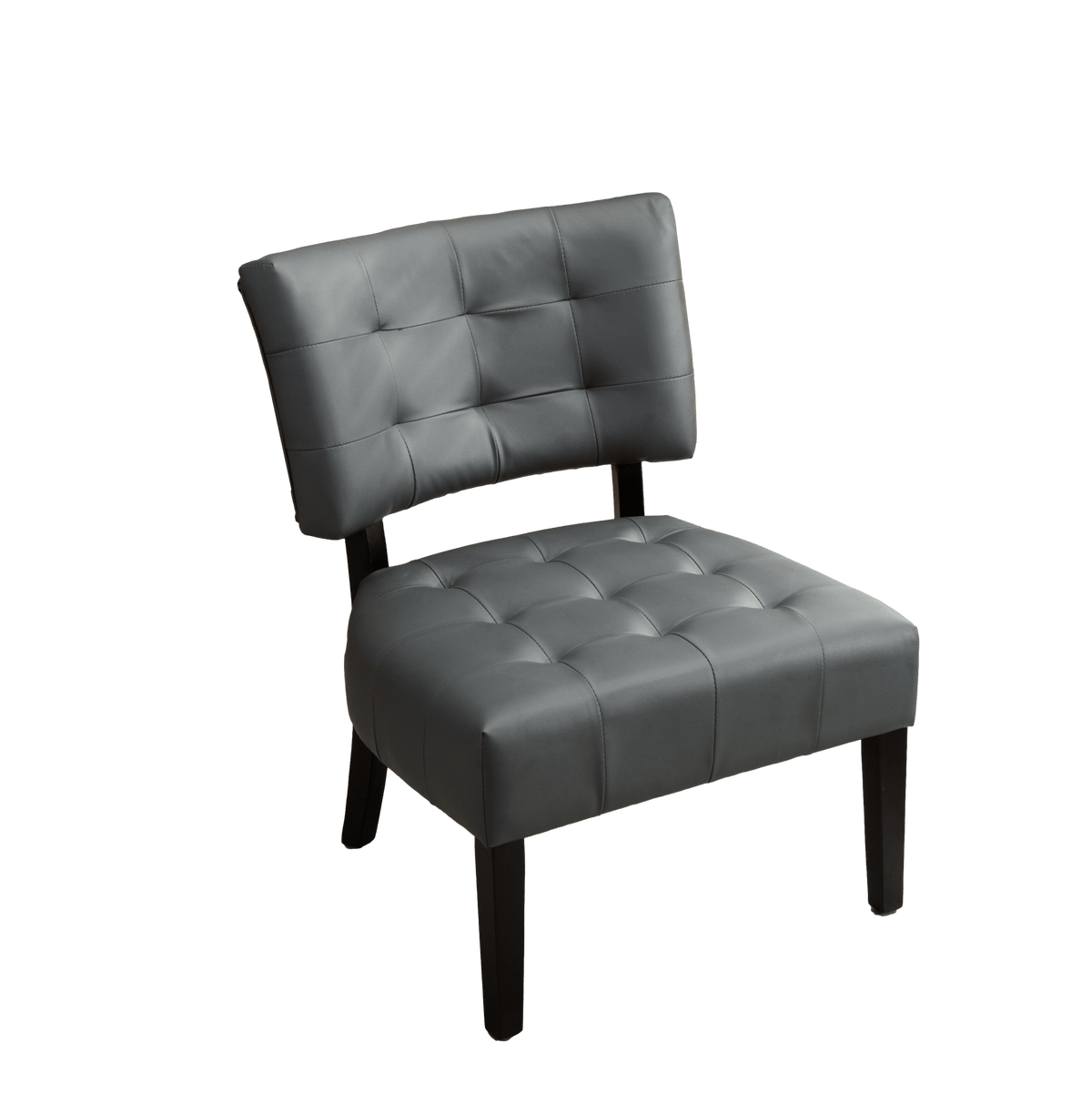 Blended Leather Tufted Accent Chair with Oversized Seating, Gray