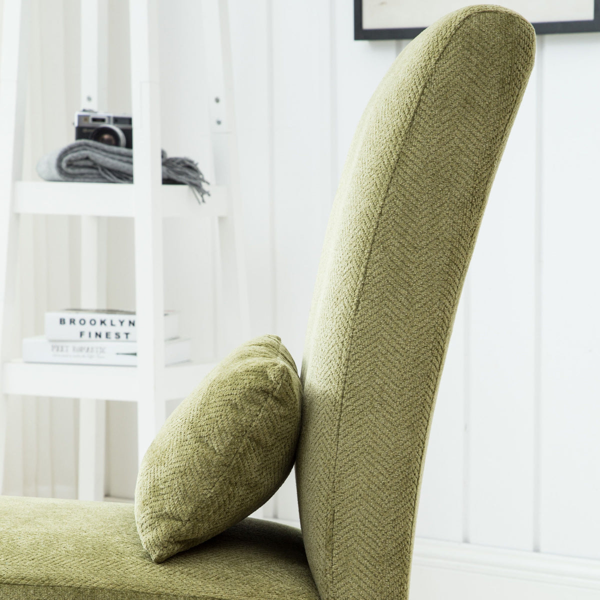 Pisano Contemporary Chenille Fabric Armless Accent Chair with Pillow, Green