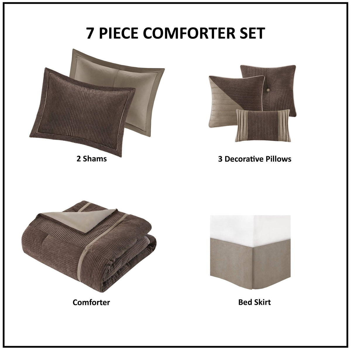 7 Piece Micro Corduroy Comforter Set