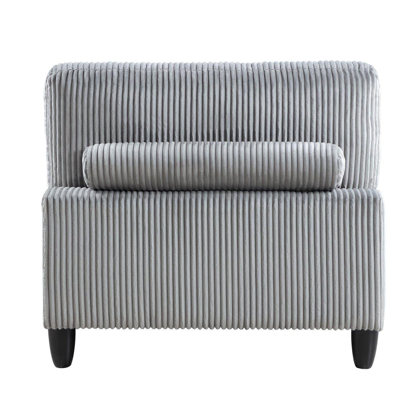 6pc Modular Sectional Set Gray Corduroy Upholstery 3x Armless Chairs 3x Corner Seats Soft Pillows Living Room Furniture