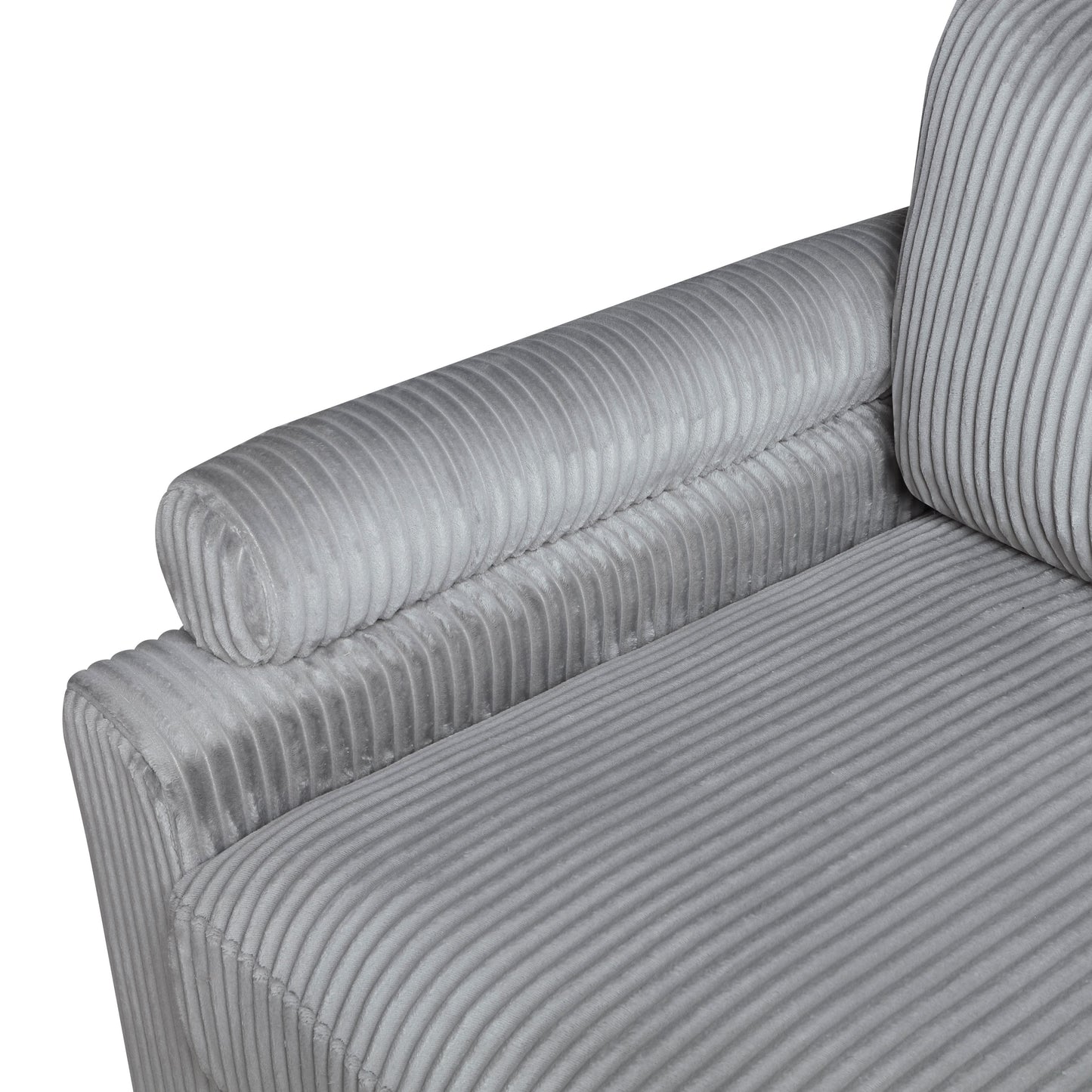 6pc Modular Sectional Set Gray Corduroy Upholstery 3x Armless Chairs 3x Corner Seats Soft Pillows Living Room Furniture