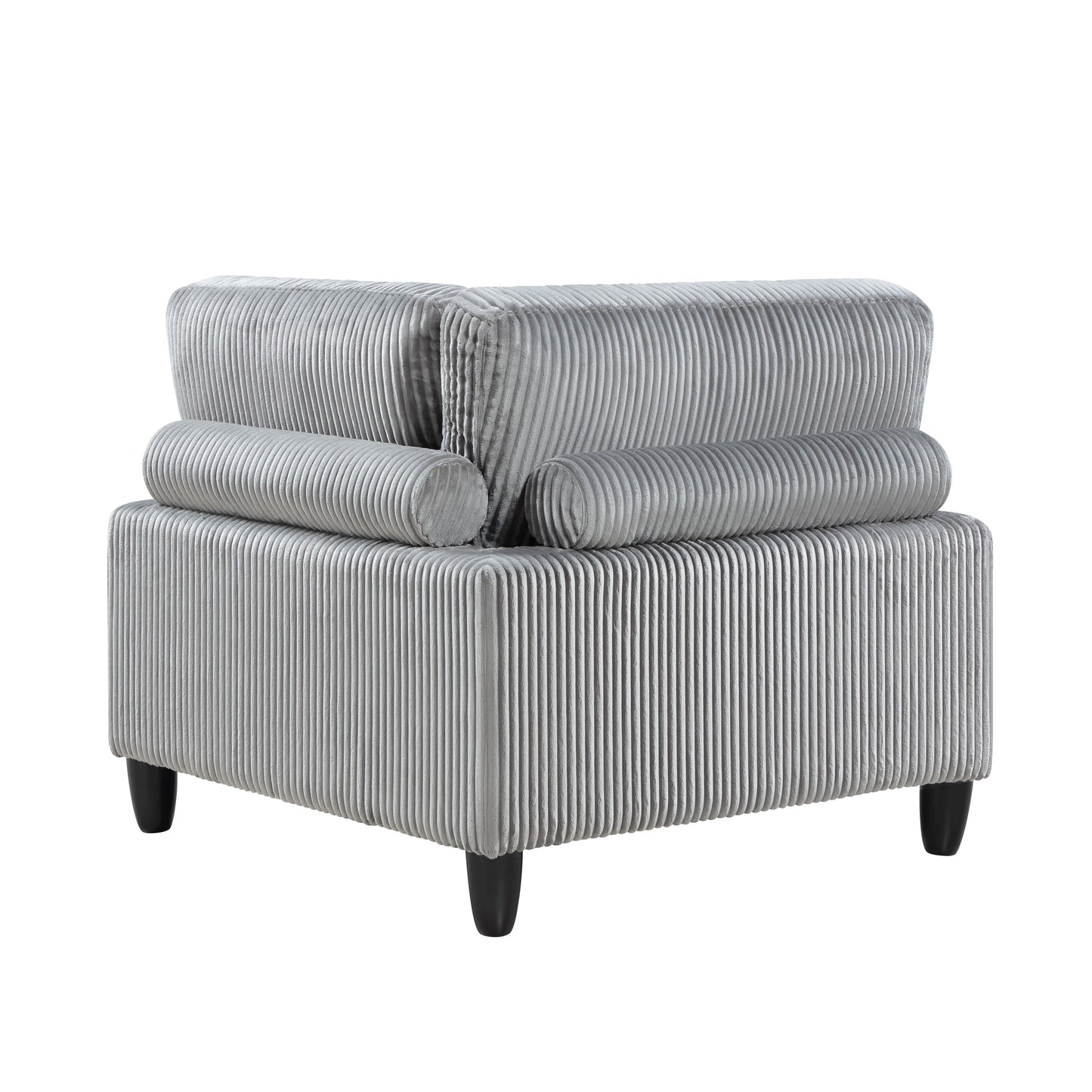 6pc Modular Sectional Set Gray Corduroy Upholstery 3x Armless Chairs 3x Corner Seats Soft Pillows Living Room Furniture