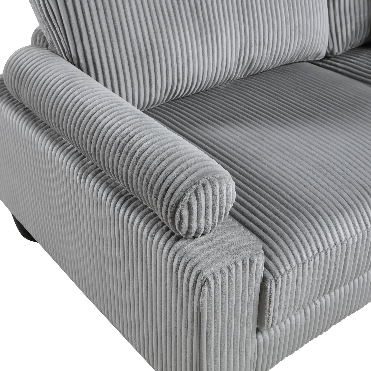 6pc Modular Sectional Set Gray Corduroy Upholstery 3x Armless Chairs 3x Corner Seats Soft Pillows Living Room Furniture