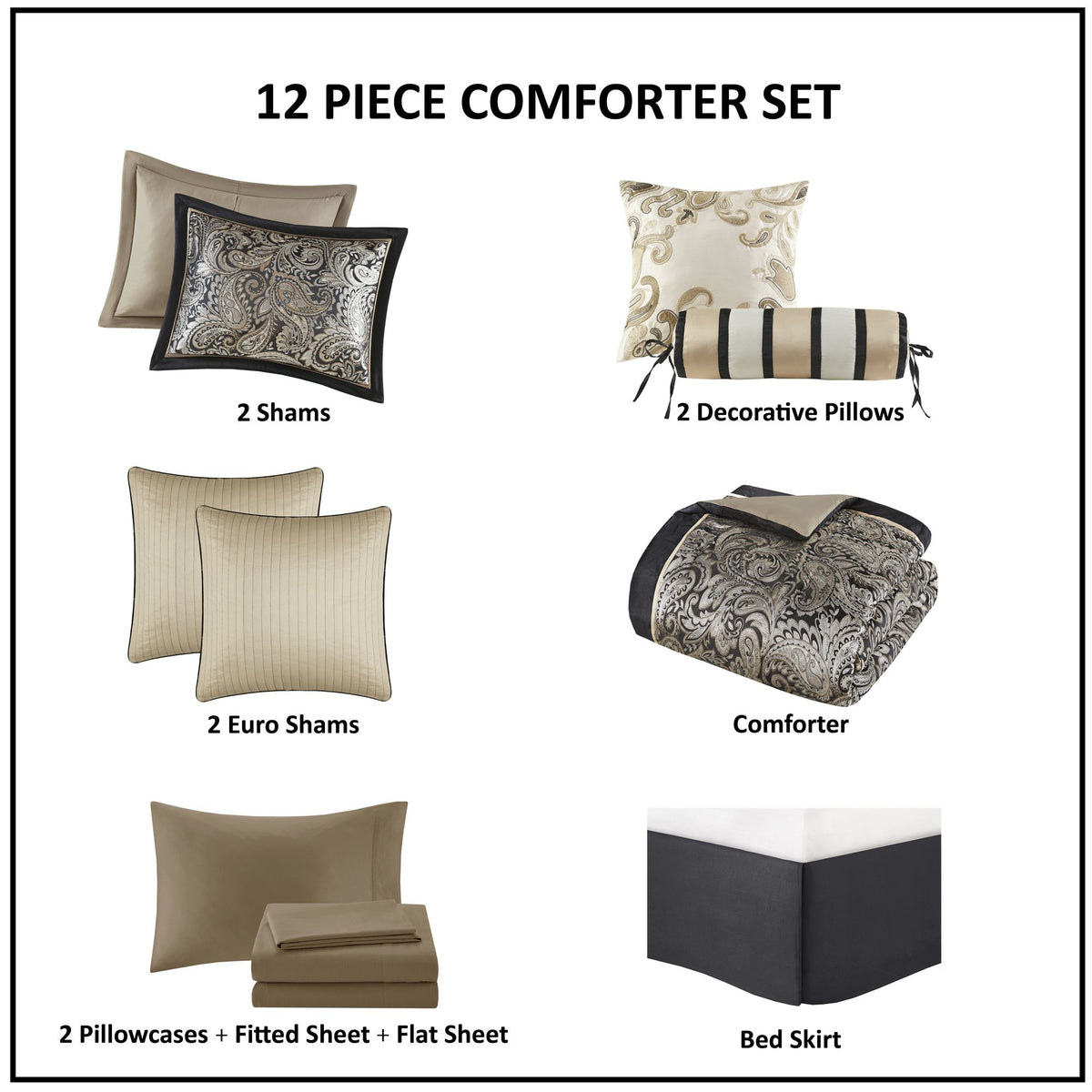 12 Piece Comforter Set with Cotton Bed Sheets